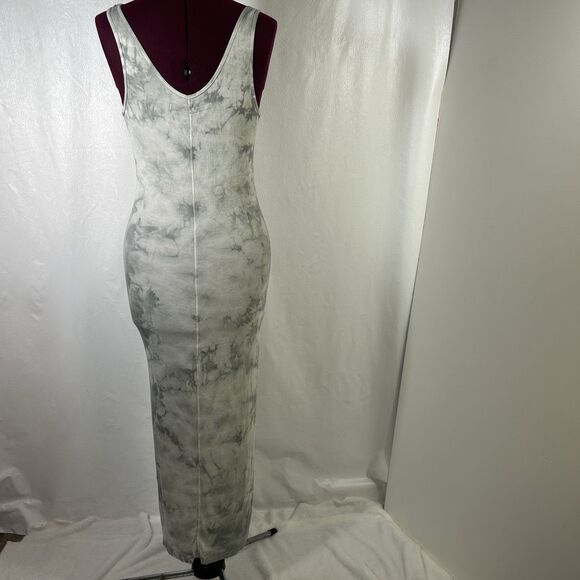 Enza Costa Silk Blend Ribbed Tank Midi Dress in Vapor Ionic Gray Sz L Tie Dye - Picture 4 of 14